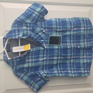 NWT Andy & Evan Blue Plaid Shirt Sz 6